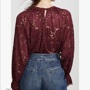 Long sleeve Burgundy lace top